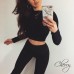 Спортивный костюм кофта топ длинный рукав и штаны высокая посадка с белыми лампасами