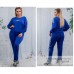 Женский стильный костюм кофта длинный рукав и штаны с лампасами Батал