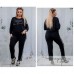 Женский стильный костюм кофта длинный рукав и штаны с лампасами Батал