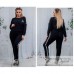 Женский стильный костюм кофта длинный рукав и штаны с лампасами Батал