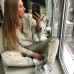 Вязанный женский костюм свитер и штаны шерсть с хлопком Вязанный женский костюм свитер и штаны шерсть с хлопком