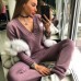 Вязанный женский костюм свитер и штаны шерсть с хлопком Вязанный женский костюм свитер и штаны шерсть с хлопком