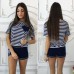 Костюм летний футболка в полоску и шорты  