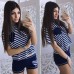 Костюм летний футболка в полоску и шорты  