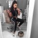 Летний спортивный костюм укороченная футболка и штаны высокая талия 