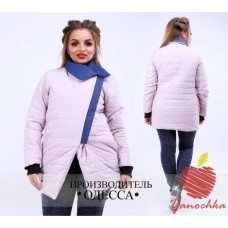 Женская куртка на синтепоне с отделкой джинс 