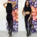 Костюм лосины с топом для фитнеса со вставками сетка 
