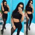 Костюм лосины с топом для фитнеса со вставками сетка 