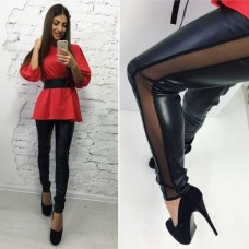 Лосины Кожа вставка сетка Лосины Кожа вставка сетка