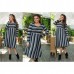 Женское платье вязка в полоску Большие размеры