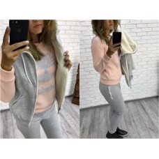 Утепленный спортивный костюм тройка с начесом и с жилеткой на меху