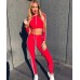 Спортивный костюм лосины высокая посадка и кофта топ с лампасами 