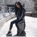Спортивный костюм лосины высокая посадка и кофта топ с лампасами 