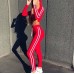 Спортивный костюм лосины высокая посадка и кофта топ с лампасами 