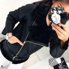 Женская короткая кожаная дубленка на меху копия дубленки Zara
