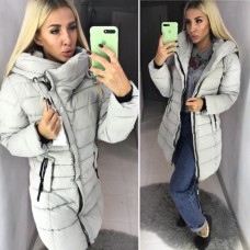 Теплое женское пальто с капюшоном наполнитель холлофайбер