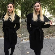 Кашемировое пальто на запах длина ниже колена