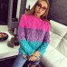 Теплый женский трехцветный свитер шерсть с акрилом