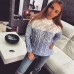 Теплый женский трехцветный свитер шерсть с акрилом