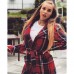 Пальто в красную клетку шерсть-букле 
