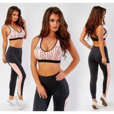 Фитнес костюм лосины и топ чашка с push-up