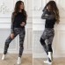Спортивный костюм кофта с длинным рукавом и лосины со вставками 