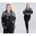 Женский спортивный костюм кофта с капюшоном и спортивные штаны серебряная отделка Батал 