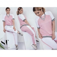 Женский спортивный костюм футболка и штаны с белыми вставками Большие размеры Женский спортивный костюм футболка и штаны с белыми вставками Большие размеры