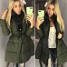 Теплое пальто на холлофайбере с поясом с меховым воротником Теплое пальто на холлофайбере с поясом с меховым воротником