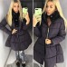 Теплое пальто на холлофайбере с поясом с меховым воротником Теплое пальто на холлофайбере с поясом с меховым воротником