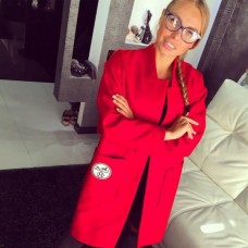 Красное кашемировое пальто с накладными карманами Красное кашемировое пальто с накладными карманами