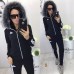 Спортивный костюм с начесом мех на капюшоне 