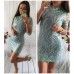 Коктейльное ажурное платье расшитое пайетками 