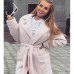 Женское пальто букле зефир с поясом и накладными карманами Женское пальто букле зефир с поясом и накладными карманами