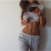 Спортивный костюм с укороченной кофтой с капюшоном