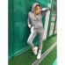 Спортивный костюм кофта с капюшоном и штаны высокая посадка