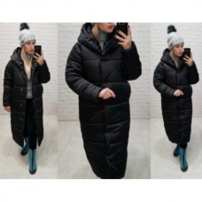 Длинное женское теплое пальто с капюшоном Длинное женское теплое пальто с капюшоном