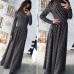 Элегантное платье в пол  с длинным рукавом и высоким воротом 