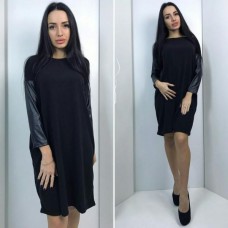 Платье рукава эко кожа 