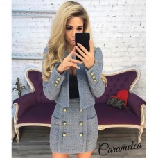 Стильный модный костюм букле с юбкой и пиджаком
