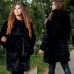 Шуба женская средней длины по колено с капюшоном