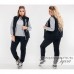 Теплый спортивный костюм тройка кофта штаты и жилет на меху (реплика Levis) Батал