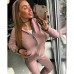 Вязанный женский костюм кофта на молнии с капюшоном и штаны на манжете Вязанный женский костюм кофта на молнии с капюшоном и штаны на манжете