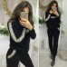 Теплый вязанный костюм с жемчугом
