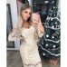 Шикарное вечернее платье с вышивкой гипюр и пайетки