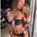 Женский купальник на одно плечо украшение цветы ручной работы