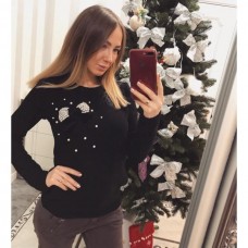 Джемпер с бантом и жемчугом