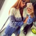 Женский теплый кардиган вязка коса трехцветный 2