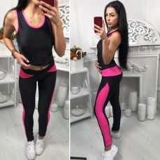 Женский костюм для фитнеса майка и лосины 