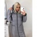 Женское теплое стеганное пальто с капюшоном